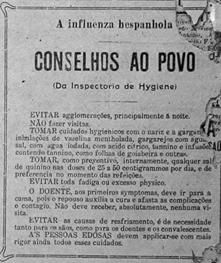 imagem de 100 anos atrás, o Brasil vivia uma epidemia similar ao coronavírus