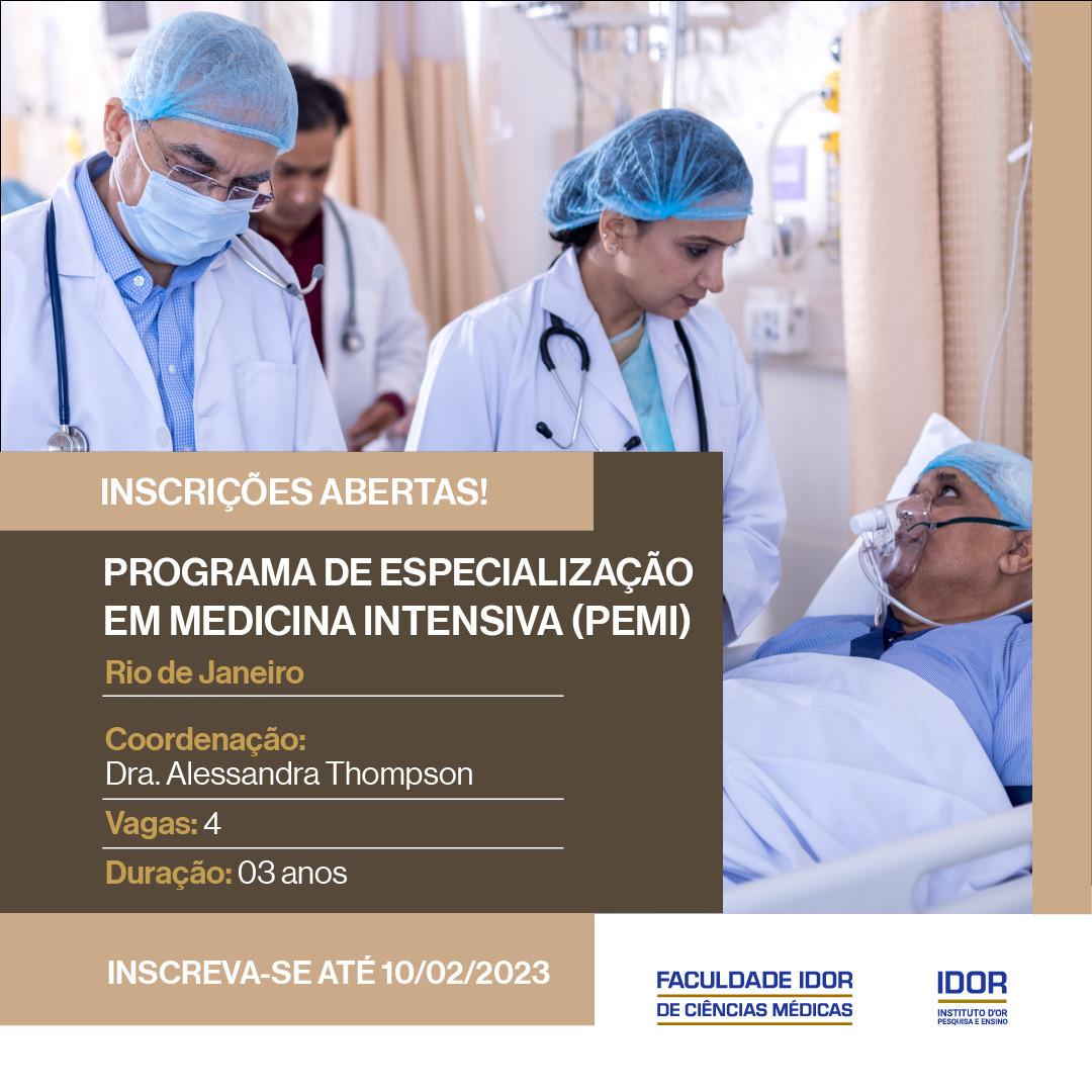 imagem de IDOR abre inscrições para o Programa de Especialização em Medicina Intensiva (PEMI) no Rio de Janeiro