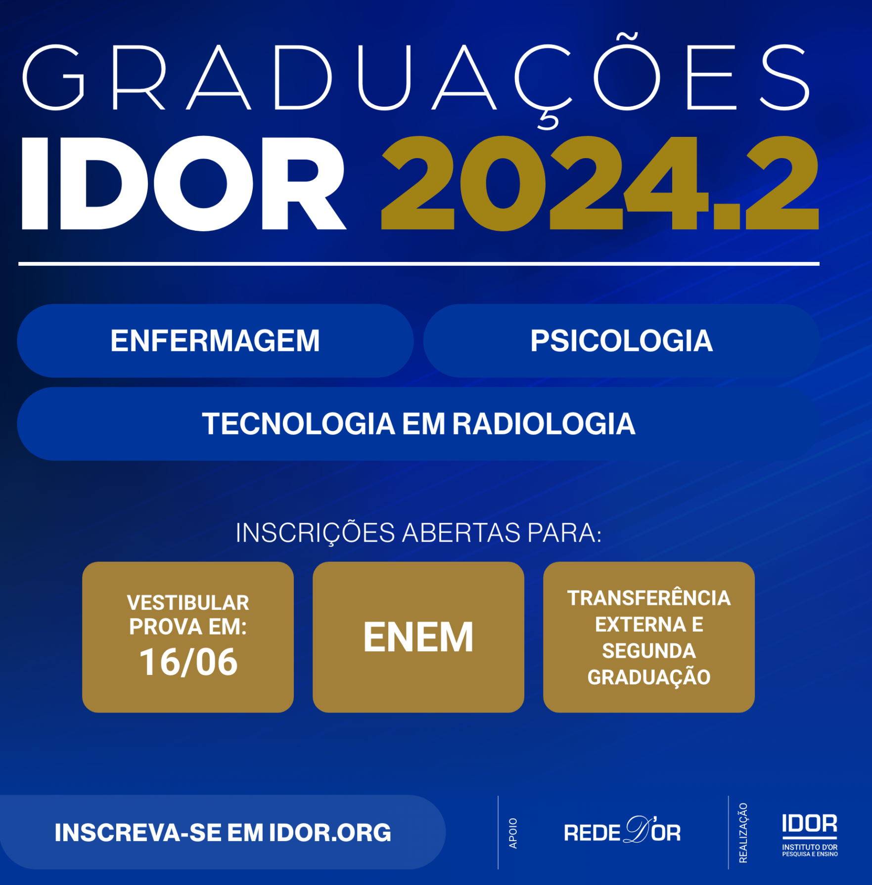 imagem de Vestibular 2024.2: IDOR abre Inscrições!